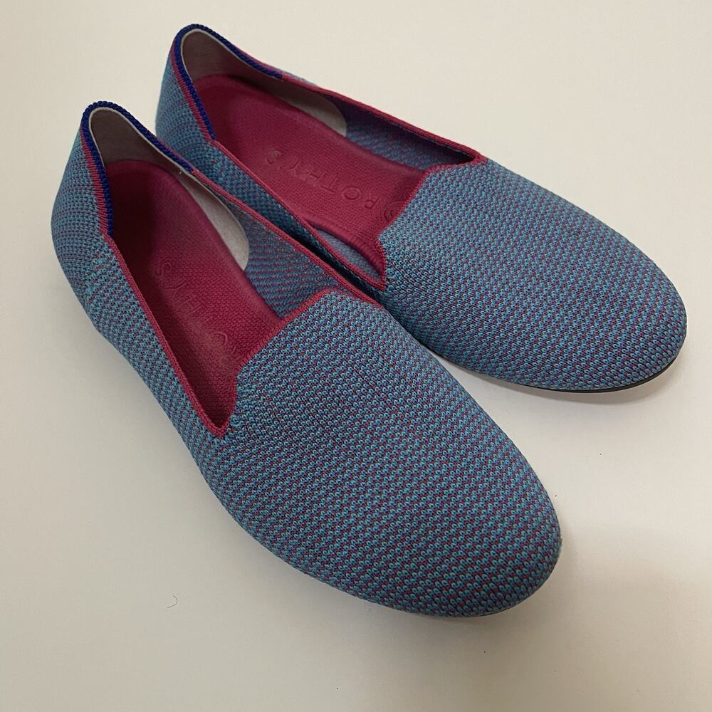 Rothy's The Loafer Bluebell Triple Stitch Knit Fabric Flats US 9 EU 40